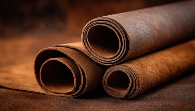 Genuine Brown Leather Roll Ideal For Crafting: High Quality Material For Shoes, Clothing, And Accessories. Perfect For Hobbyists. - Powered by Adobe