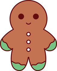a cute cartoon drawing of a gingerbread man