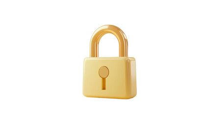 Fototapeta premium Golden closed padlock on a transparent background. 3d illustration