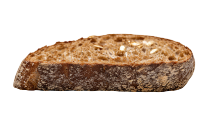 Slice of brown bread isolated on transparent background
