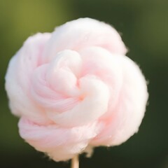 4k high quality Ai generative HD art work photo realistic sweet granulated sugar cane white cloud closeup background love soft heart cane marshmallow cotton candy colorful rainbow bowl pink swirl