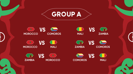 African Nations Morocco 2025 Group A Matches Teams Flags Countries African Football Logo Design Vector Illustration © belkas