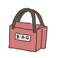 シンプルなトートバッグのイラスト（赤いカバン）
