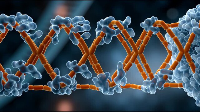 A blue and orange blob with a yellow spot on it. The blob is surrounded by a blue background