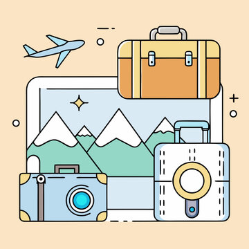 &ldquo;Travel Line Art Vector | Minimal Adventure Outline Illustration | Wanderlust Aesthetic Design&rdquo;