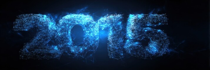 Stylized number 2015 formed by luminous lines and points, set against a dark background, showcasing digital creativity and modern design elements.