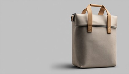 Close-Up Image Of Insulated Food Delivery Bag On Gray Background Capturing Only The Top Portion Of The Bag.