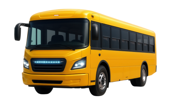 Contemporary school bus featuring a sleek design and energy-efficient LED lights.