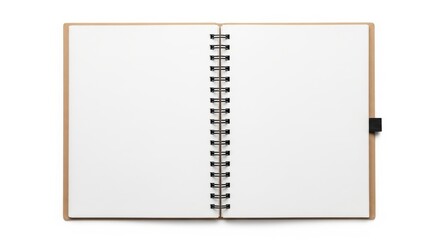 Open spiral notebook with blank white pages for writing notes