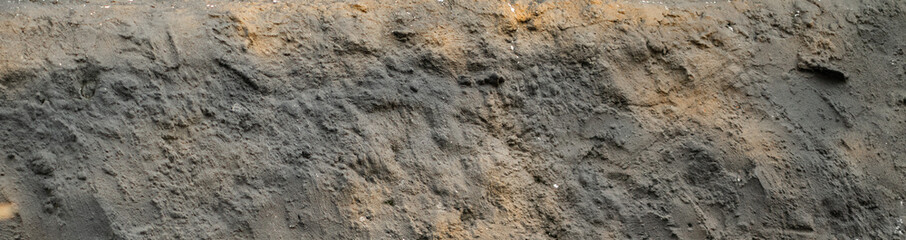 Textura de tierra oscura y seca con tonos marrones y superficie rugosa natural