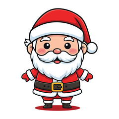 Vector art of cute santa claus cartoon character standing isolated on red background