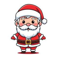 Vector art of cute santa claus cartoon character isolated on red background