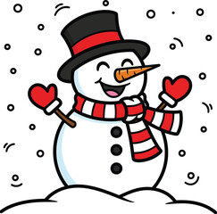 Vector art of cartoon snowman for christmas and new year