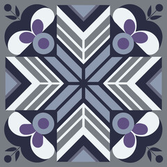 Retro Modern Floral Geometric Pattern – Colorful Symmetrical Abstract Design  
