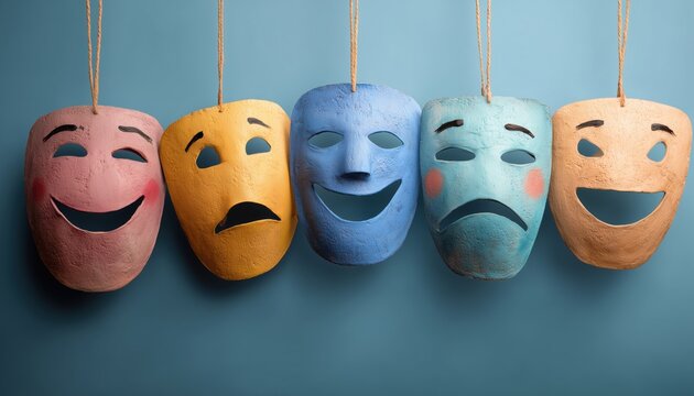 Understanding Imposter Syndrome: Exploring Masks Of Happiness And Sadness In Bipolar Disorder Within The Context Of Psychology Through The Lens Of An Illustrator.