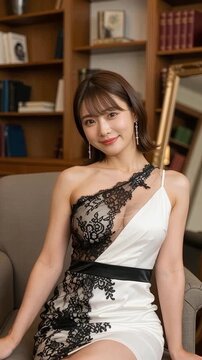 キャバドレスを着て微笑むキャバ嬢