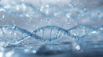 Microscopic view of DNA molecules floating and reacting in a transparent liquid environment.