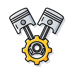 A Doodle Illustration of a Car Engine Piston and Gear Mechanism Symbolizing Mechanical Engineering and Power