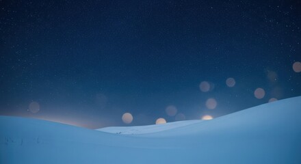 Obraz premium Snowy landscape with twinkling stars at night