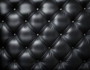 black leather quilted cushion background couch texture closeup studded with buttons seamless pattern for design wallpaper