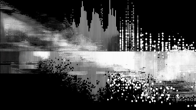 モノクロなデジタルグリッチ背景