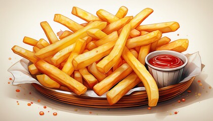 french fries isolated on white background generative ai