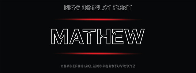 Creative Outline Double line monogram alphabet and tech fonts. Lines font regular uppercase and lowercase. Vector illustration. 