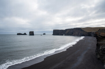 Black sand beack in southern Iceland