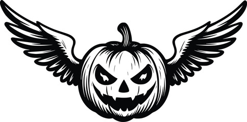 Scary halloween winged pumpkin Clipart for