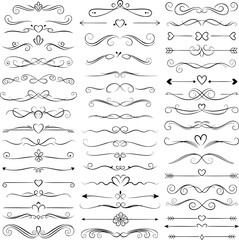 Fototapeta premium Decorative Swirl and Flourish Line Dividers — Ornamental Vintage Border Vector Elements