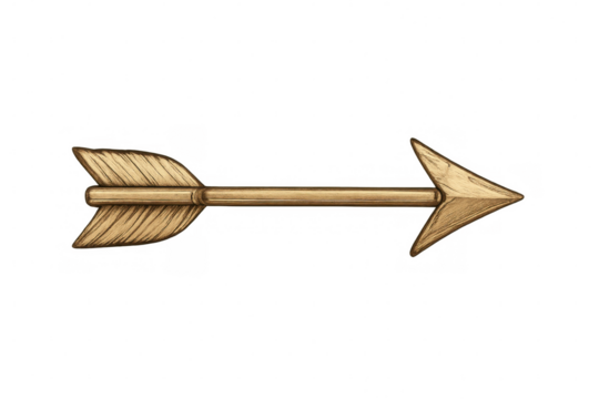 Wooden arrow pointing right, indicating direction, aiming for success, showing progress or growth, isolated on transparent background