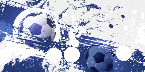 vector black grunge soccer ball on white and blue © devi