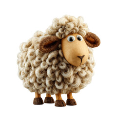Adorable Cartoon Sheep Isolated on White Background.