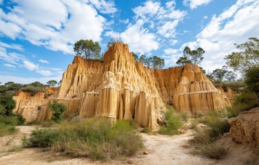 Majestic limestone formations at golden hour showcasing natural geometry and elegant textures in a minimalist landscape