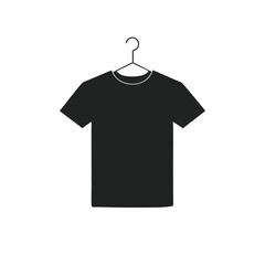 Simple Black T-Shirt Mockup on Clothes Hanger &ndash; Vector Illustration