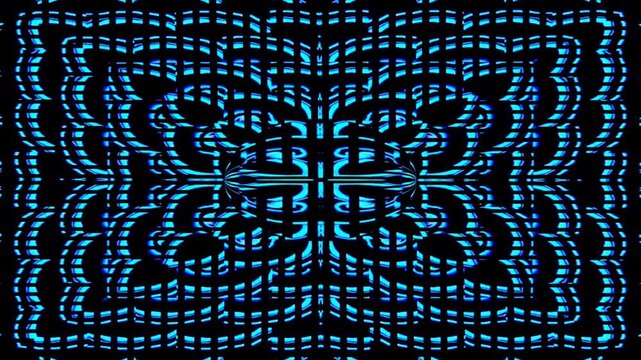 An abstract digital artwork featuring a mesmerizing symmetrical pattern of flowing, moving lines that create a dynamic sense of balance, rhythm, and visual harmony.