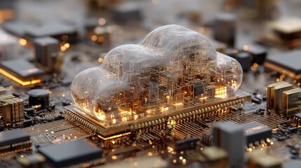 Gold integrated circuits detailed sharp technology computer chip circuit board