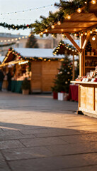Fototapeta premium Christmas market experience festive street photography urban setting warm atmosphere