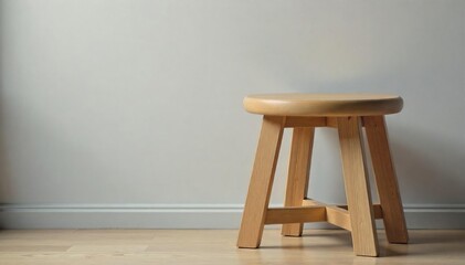 Sleek Modern Wooden Stool Perfect Minimalist Accent for Kitchen, Bathroom, or Bedroom. Adds Contemporary Style and Functionality to Any Home Interior.
