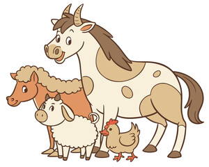 Group of farm animals standing together