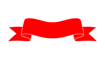 Bold red banner ribbon graphic element for adding custom text and promotional messaging