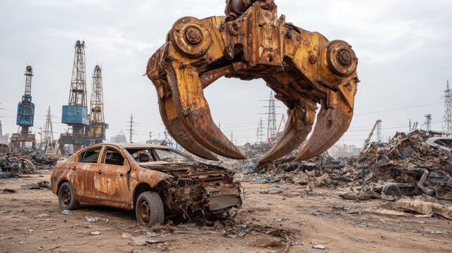 Industrial waste recycling facility machinery scrap metal processing manufacturing - Powered by Adobe