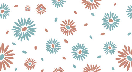 A delicate floral pattern with scattered blossoms and petite oval shapes.