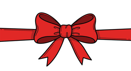 A simple red ribbon tied in a bow on a white background.