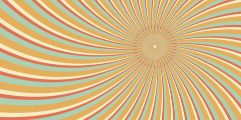 A fun retro sunbeam swirl background adds a wavy orange and yellow hue with a grunge texture. Sunbeam-inspired shapes, vector