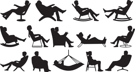 Silhouettes of people relaxing in chairs