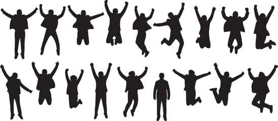 Silhouette of people jumping with joy