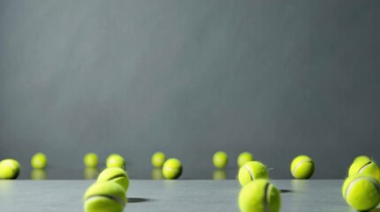 Christmas tree made of tennis balls on a gray background - Powered by Adobe