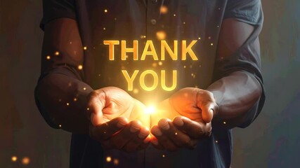 A Person's Glowing Hands Offering Thanks With Animated Sparkles