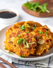 Kimchi Pancake Delight - A Savory Korean Appetizer.